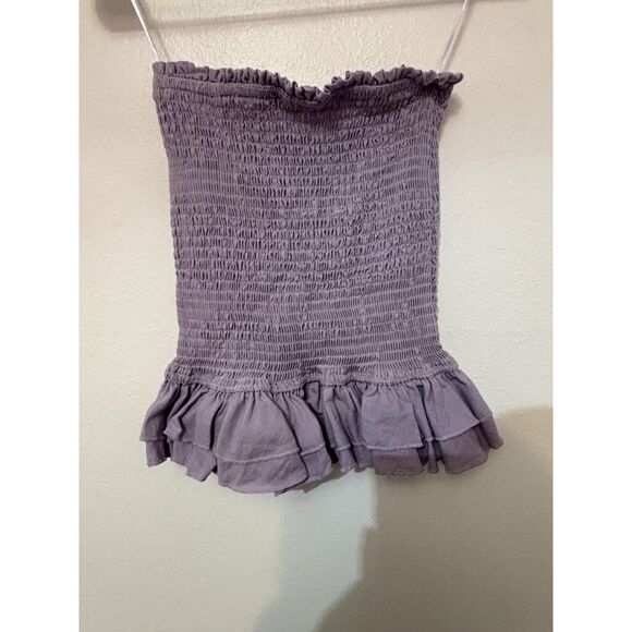 Karlie Linen Lilac Purple Tube Top Summer Bohemian Size Small Ramie Light - Picture 3 of 5